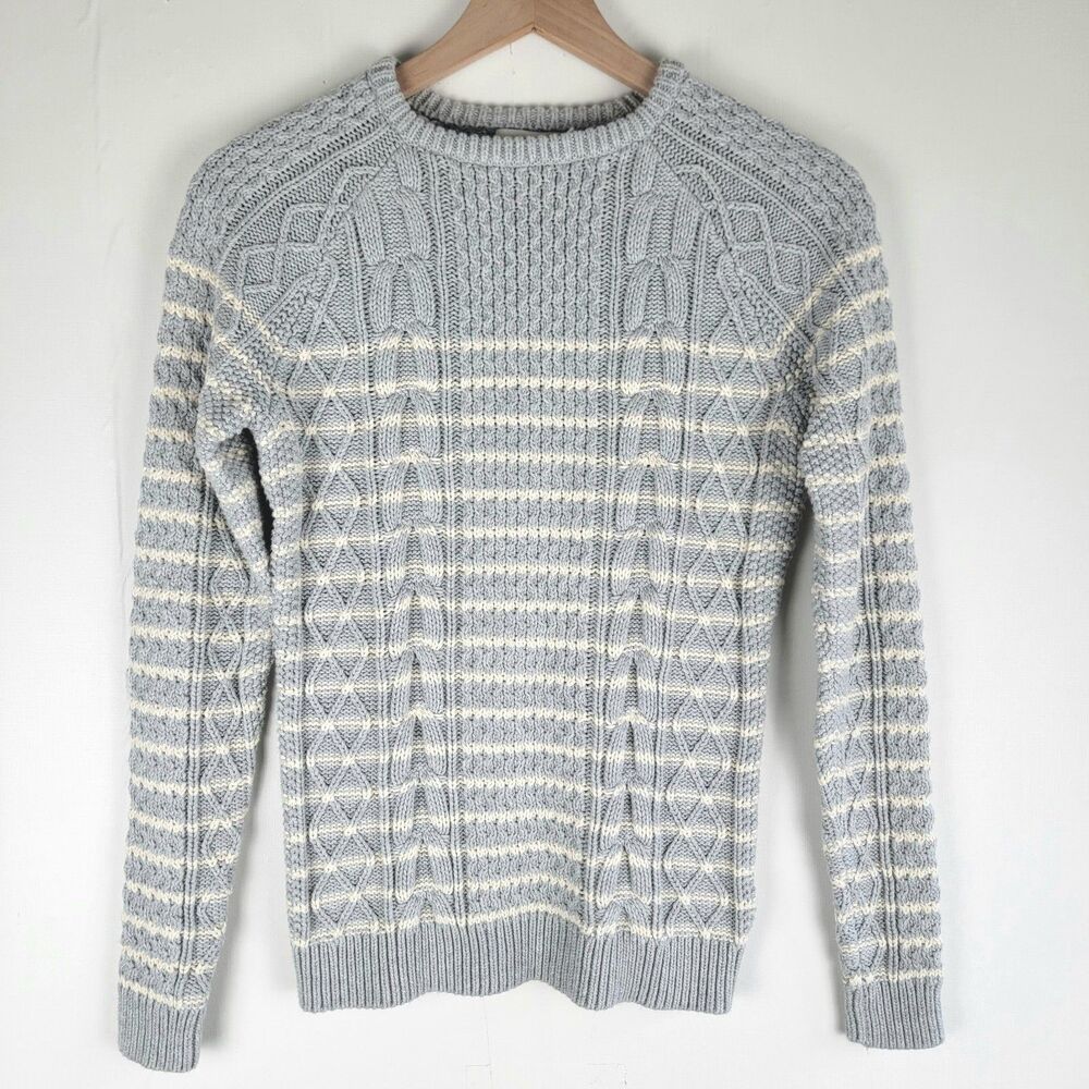 Vineyard Vines Womens Size XS Sweater Cable Knit Pullover Gray Ivory Striped EUC